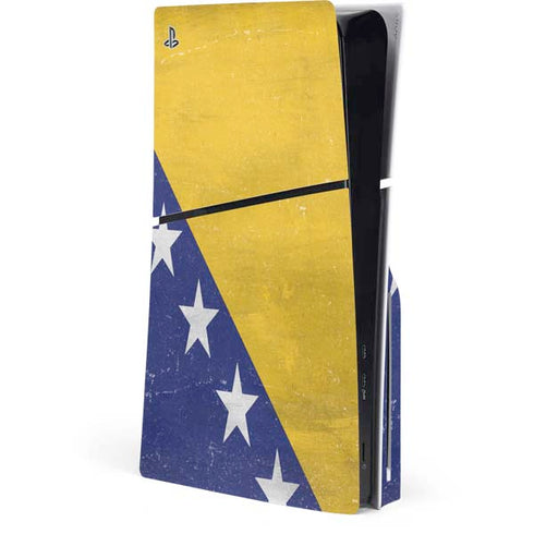 Bosnia and Herzegovina Flag Distressed PS5 Slim Disk Console Skin
